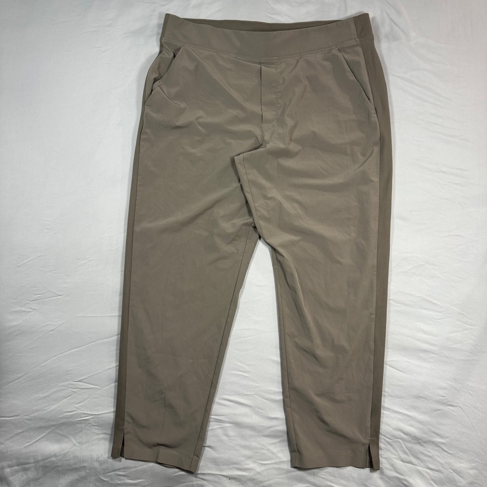 Athleta Brooklyn Mid Rise Ankle Pant Womens 16 Olive Brown Tapered Stretch